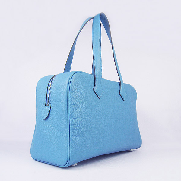 Best Replica Hermes Victoria Cowskin Leather Bag Light Blue H2802 - Click Image to Close